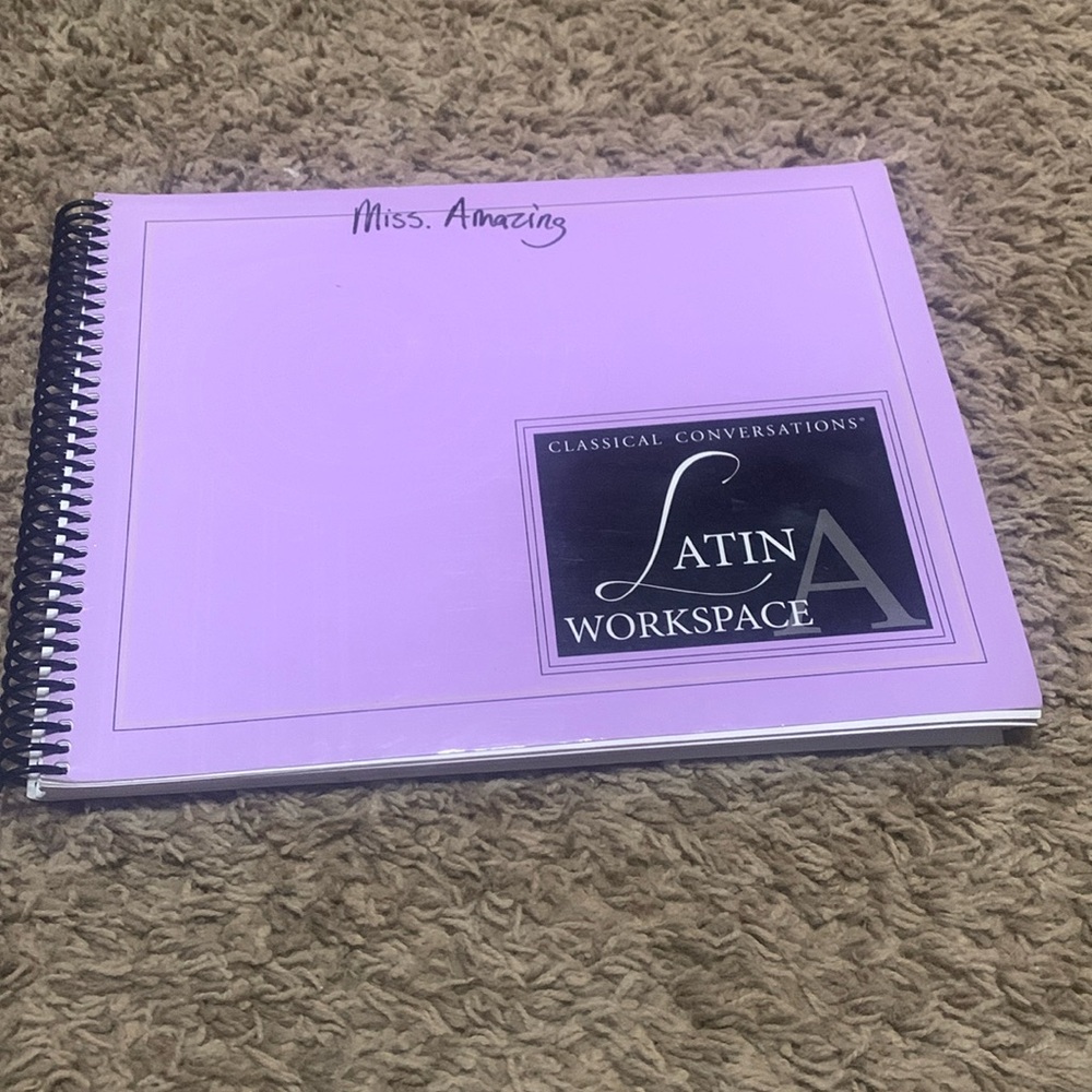 Purple Latin Workspaces book, latin book, latin homework book, foreign language